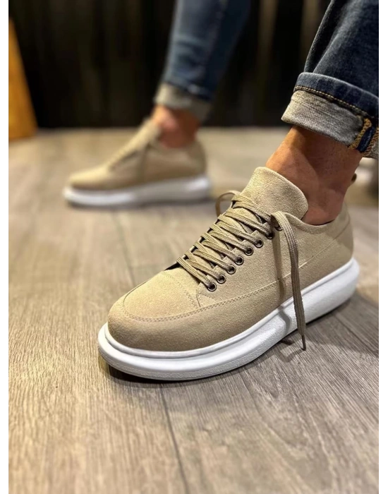 JY914 Drake Bağcıklı Süet Erkek Günlük Sneaker Ayakkabı SBT Krem
