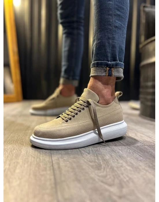 JY914 Drake Bağcıklı Süet Erkek Günlük Sneaker Ayakkabı SBT Krem