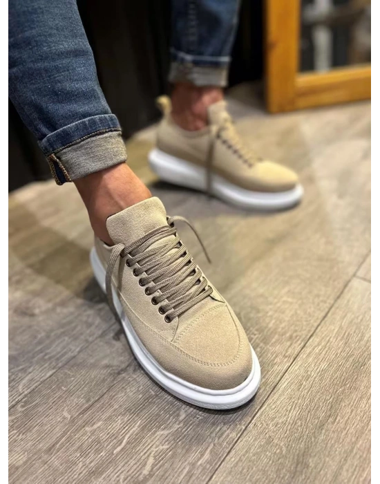 JY914 Drake Bağcıklı Süet Erkek Günlük Sneaker Ayakkabı SBT Krem
