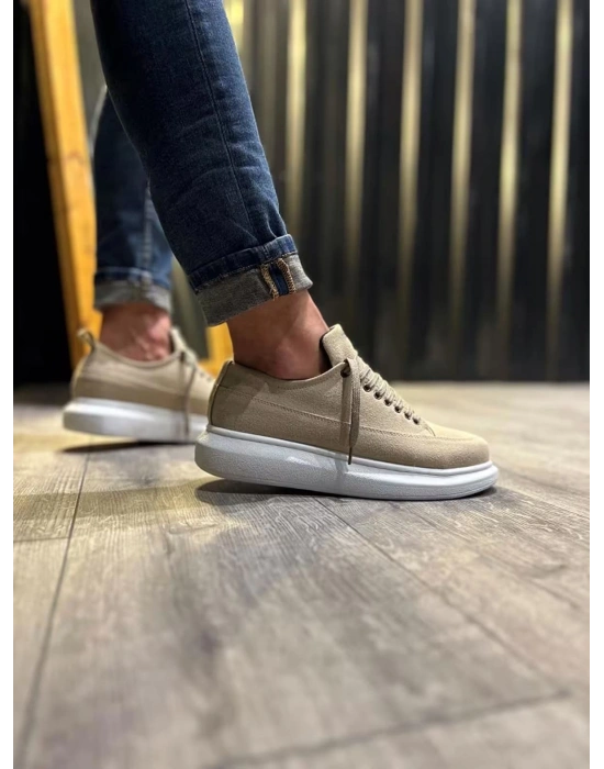 JY914 Drake Bağcıklı Süet Erkek Günlük Sneaker Ayakkabı SBT Krem