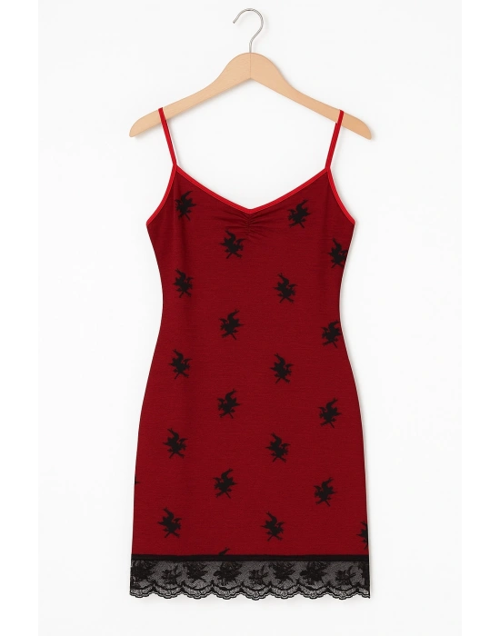 Kadın Kırmızı Gecelik B1011