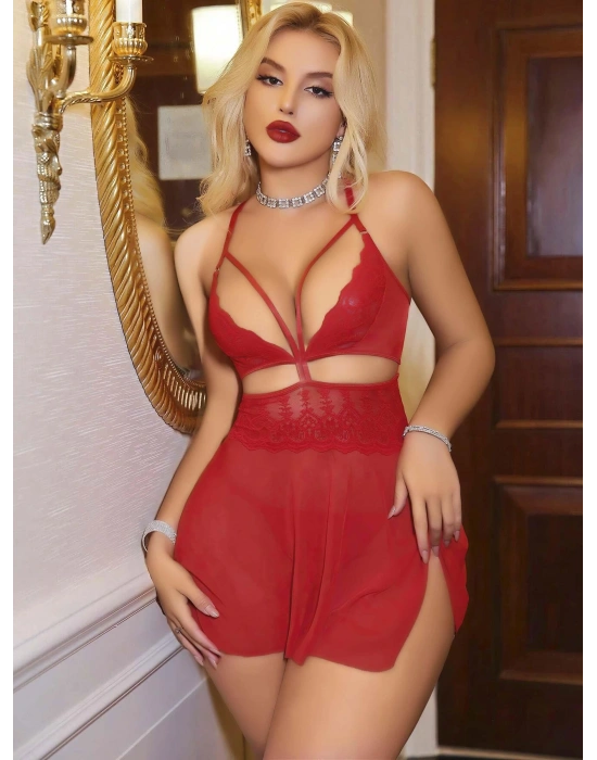 Kadın Kırmızı Tül Fantezi Kostüm 2181