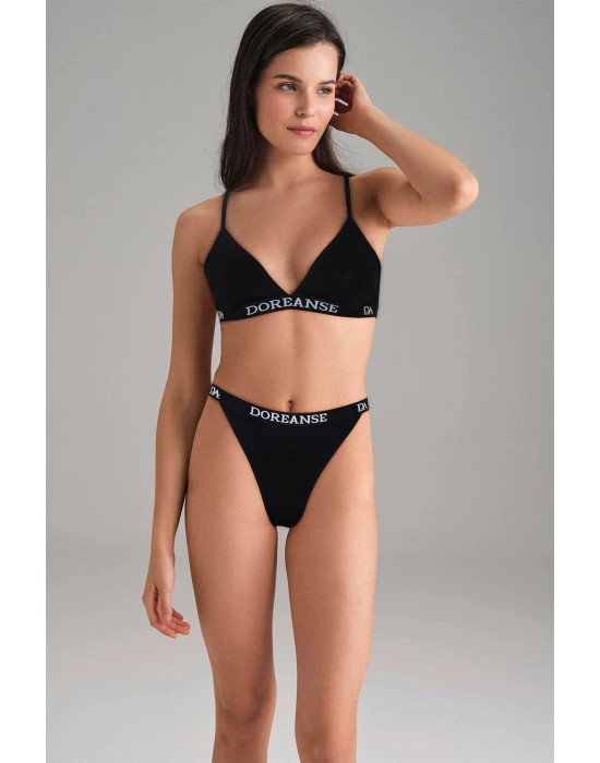 Kadın Siyah V Kesim Yüksek Bel Slip 7154