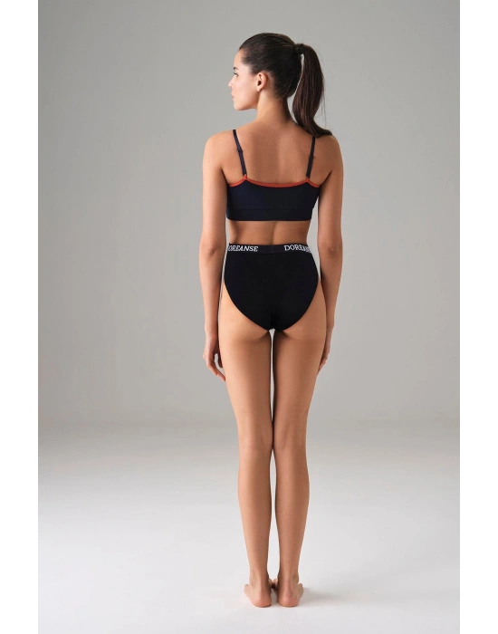 Kadın Siyah V Kesim Yüksek Bel Slip 7154