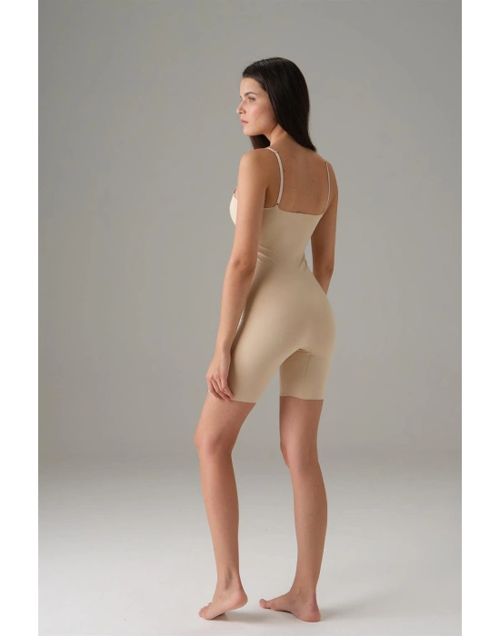 Kadın Ten  Dikişsiz Askılı Tulum Bodysuit 12483