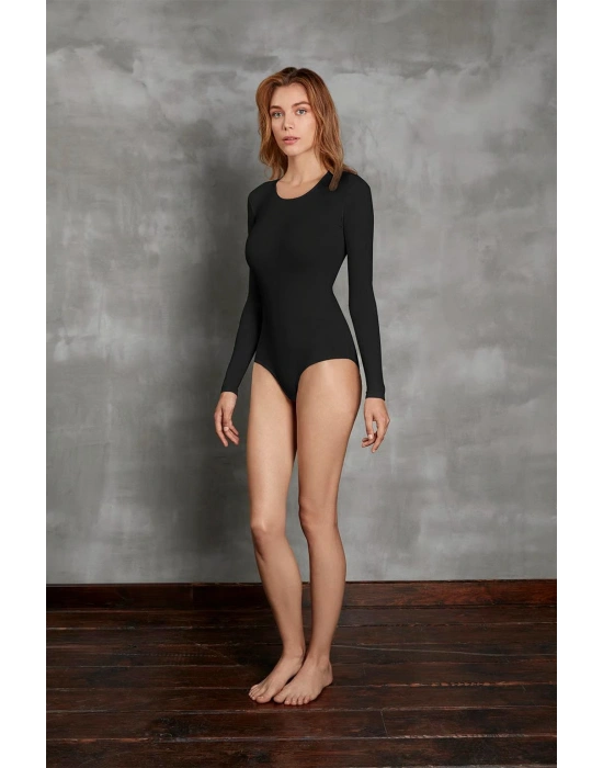Kadın Uzun Kol %96 Viloft Termal Body Siyah 12453