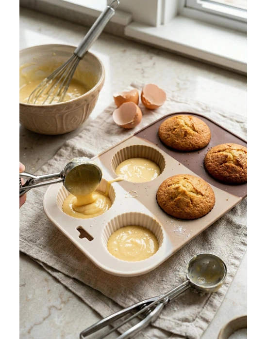 Kahve Rengi 6’lı Silikon Kek Ve Çikolata Kalıbı & Muffin Kabı Pişirme Gereci 16x25 cm