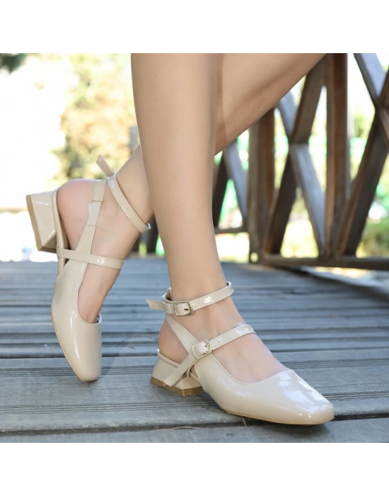 Karmi Bej Rugan Kadın Topuklu Ayakkabı