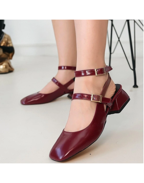 Karmi Mürdüm Cilt Kadın Topuklu Ayakkabı