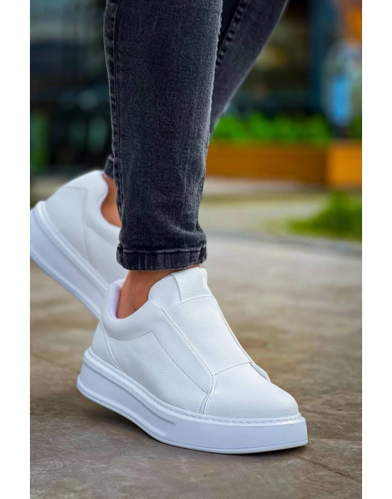 Kb-007 Kuback Beyaz Yüksek Taban Tek Bant Bağcıksız Günlük Erkek Ayakkabı Erkek Günlük Ayakkabı