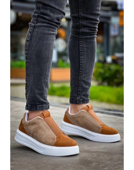 Kb-007 Kuback Vizon Taba Yüksek Taban Tek Bant Bağcıksız Günlük Erkek Ayakkabı Erkek Günlük Ayakkabı