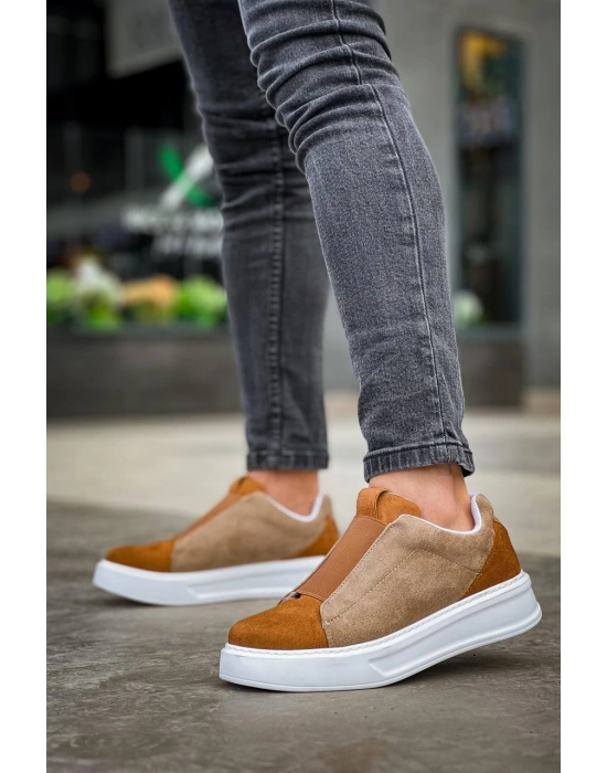 KB-007  Kuback  Vizon Taba Yüksek Taban Tek Bant Bağcıksız Günlük Erkek Ayakkabı