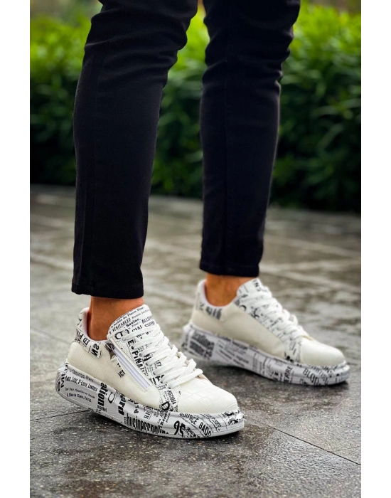 KB-02  Kuback Bağcıklı Crocodile Beyaz Gazete Günlük Erkek Ayakkabı