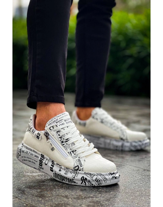 KB-02  Kuback Bağcıklı Crocodile Beyaz Gazete Günlük Erkek Ayakkabı