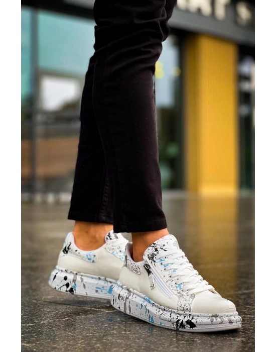 Kb-02 Kuback Bağcıklı Crocodile Beyaz Mavi Günlük Erkek Ayakkabı Erkek Günlük Ayakkabı