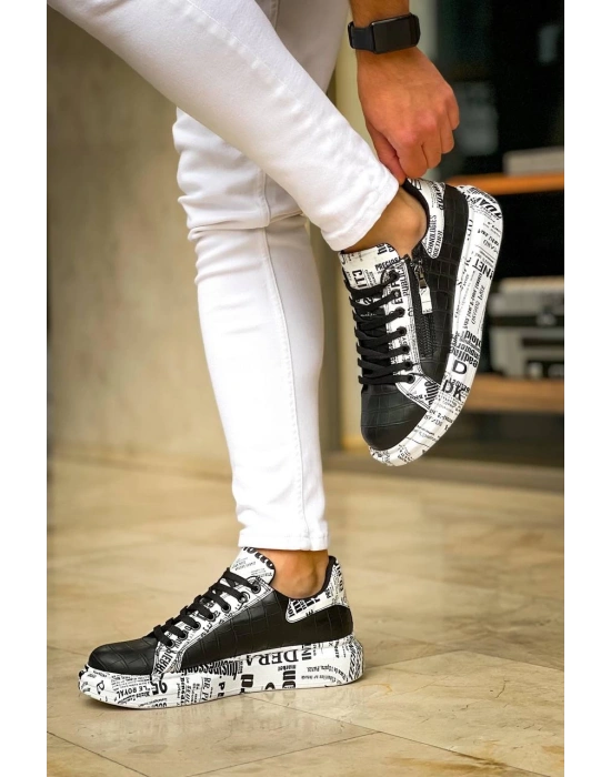 Kb-02 Kuback Bağcıklı Crocodile Siyah Gazete Günlük Erkek Ayakkabı Erkek Günlük Ayakkabı