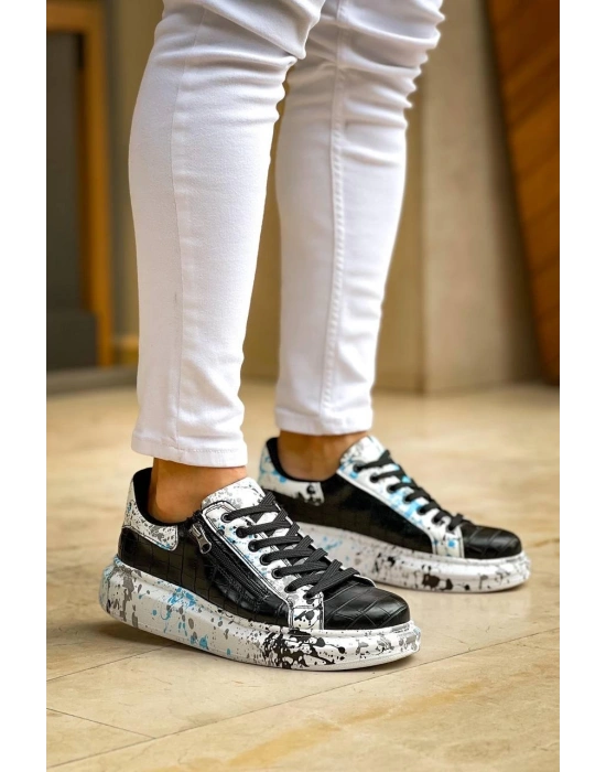 Kb-02 Kuback Bağcıklı Crocodile Siyah Mavi Günlük Erkek Ayakkabı Erkek Günlük Ayakkabı