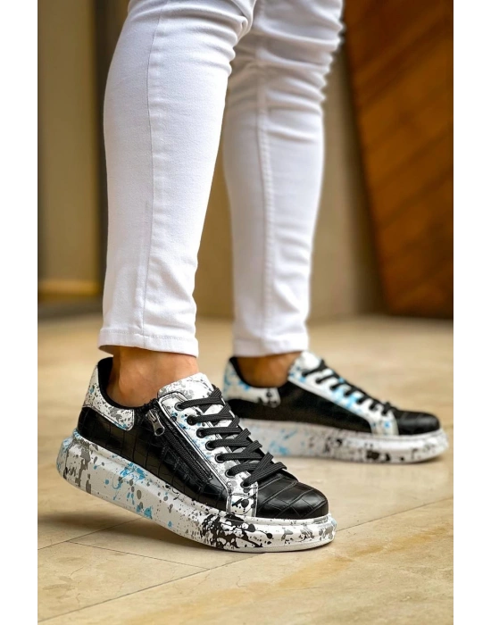 Kb-02 Kuback Bağcıklı Crocodile Siyah Mavi Günlük Erkek Ayakkabı Erkek Günlük Ayakkabı