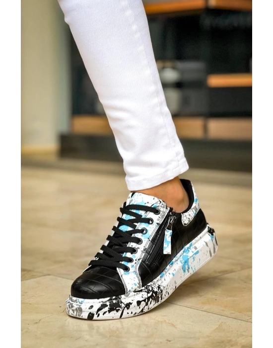 Kb-02 Kuback Bağcıklı Crocodile Siyah Mavi Günlük Erkek Ayakkabı Erkek Günlük Ayakkabı