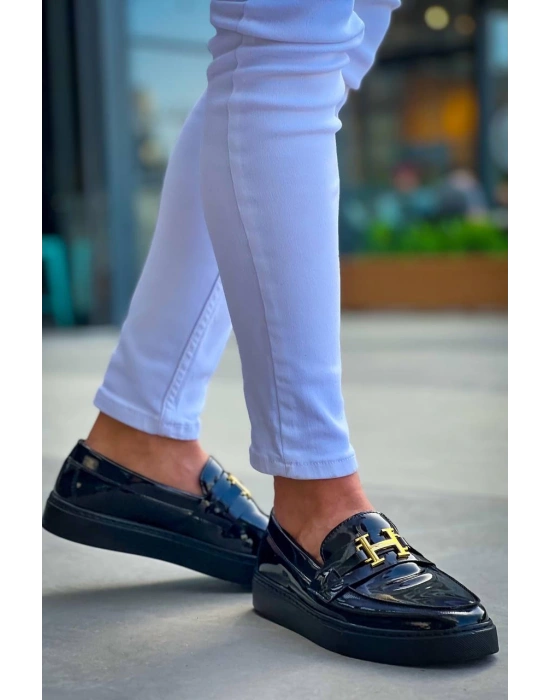 Kb-027 Kuback Bağcıksız Kömür Rugan H Günlük Erkek Ayakkabı Erkek Günlük Ayakkabı