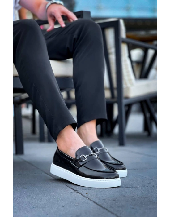 Kb-027 Kuback Bağcıksız Siyah Rugan G Günlük Erkek Ayakkabı Erkek Günlük Ayakkabı