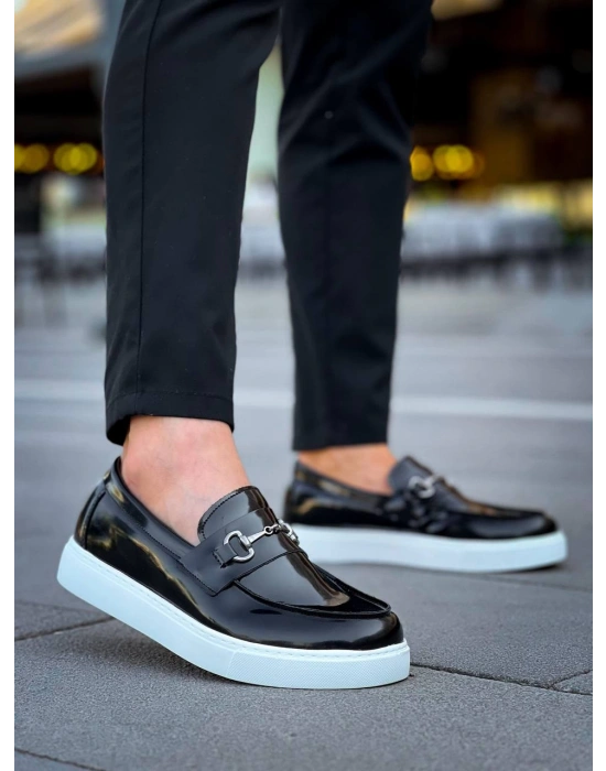 Kb-027 Kuback Bağcıksız Siyah Rugan G Günlük Erkek Ayakkabı Erkek Günlük Ayakkabı