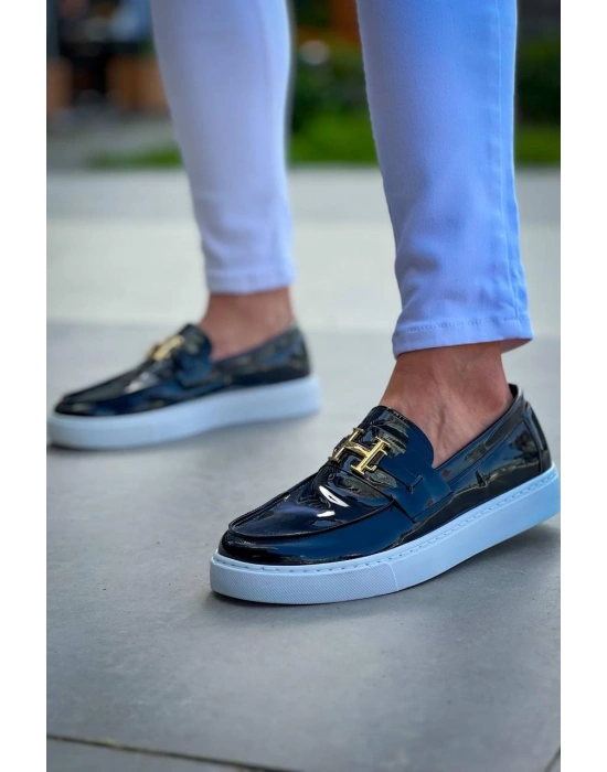 Kb-027 Kuback Bağcıksız Siyah Rugan H Günlük Erkek Ayakkabı Erkek Günlük Ayakkabı