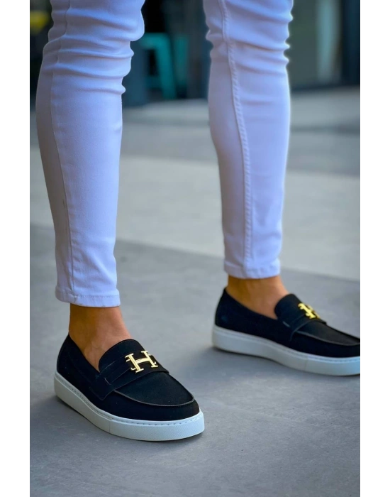 Kb-027 Kuback Bağcıksız Siyah Süet H Günlük Erkek Ayakkabı Erkek Günlük Ayakkabı