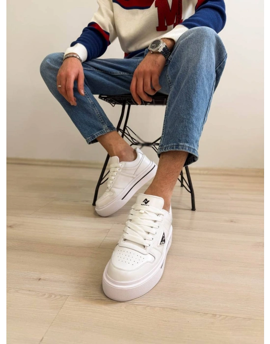 KB-04 Kuback Beyaz Cilt Günlük Erkek Ayakkabı