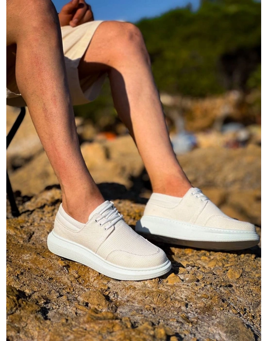 KB-042  Kuback Bağcıklı Beyaz Günlük Erkek Ayakkabı