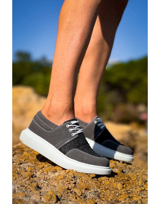 KB-042  Kuback Bağcıklı Gri Günlük Erkek Ayakkabı