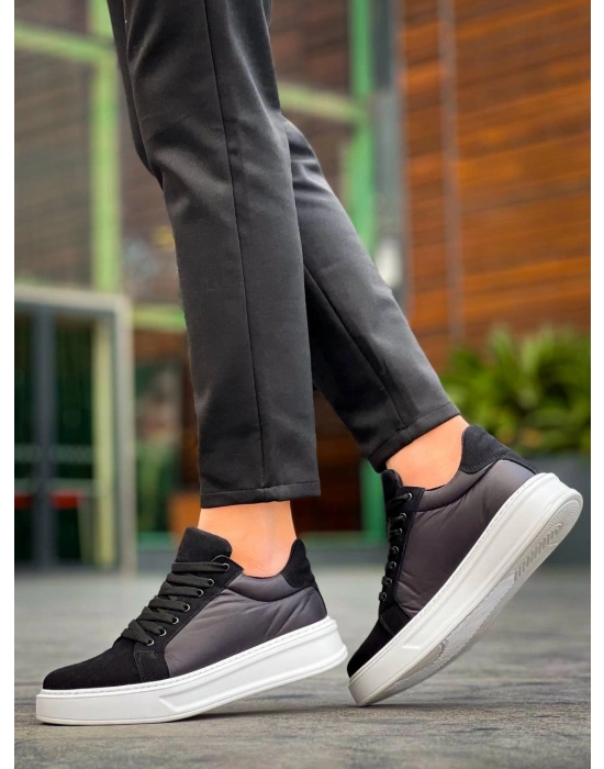 KB-046 Kuback Siyah Paraşüt Beyaz Yüksek Taban Günlük Spor Ayakkabı