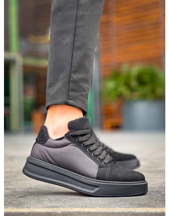 KB-046 Kuback Siyah Paraşüt Siyah Yüksek Taban Günlük Spor Ayakkabı