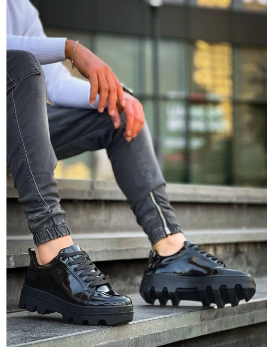 KB-056 Kuback Siyah Rugan Siyah Yüksek Taban Günlük Spor Ayakkabı