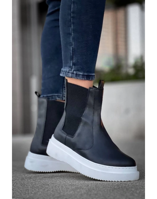 Kb-0992 Kuback Siyah Cilt Yüksek Taban Lastikli Erkek Erkek Bot