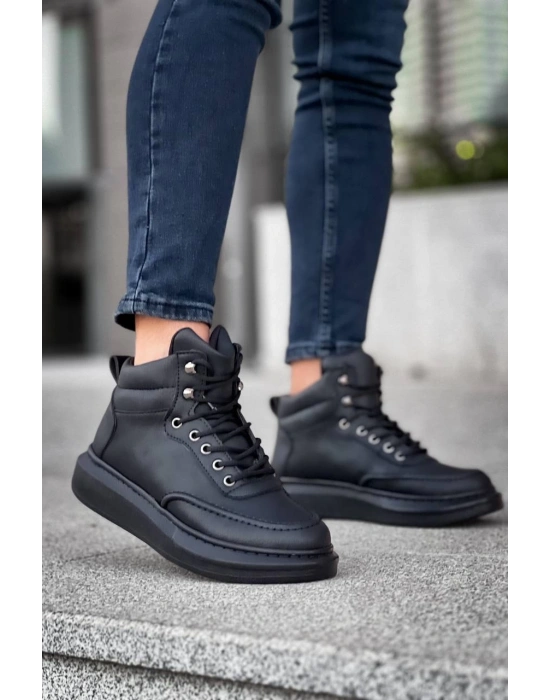 Kb-0994 Kuback Siyah Cilt Siyah Yüksek Taban Erkek Bilek Erkek Bot