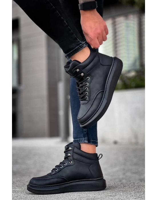 Kb-0994 Kuback Siyah Cilt Siyah Yüksek Taban Erkek Bilek Erkek Bot