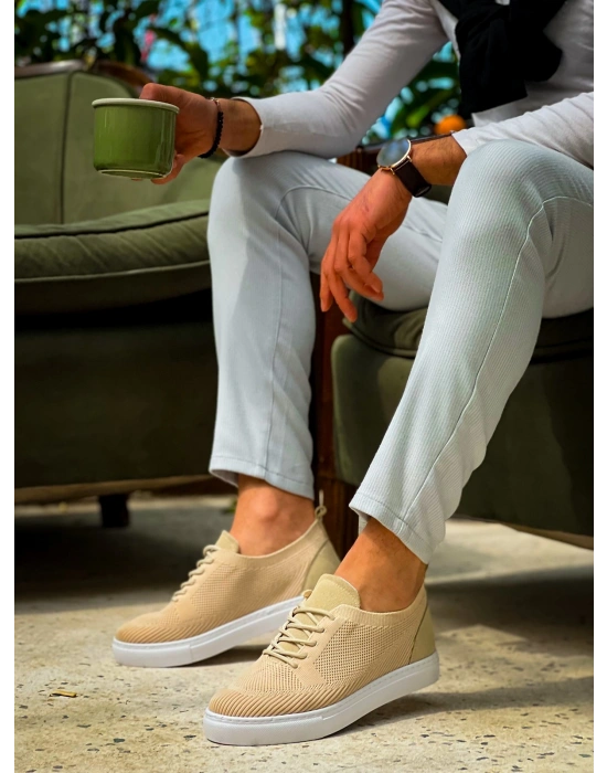 KB-101 Kuback Bej Triko Bağcıklı Günlük Erkek Ayakkabı