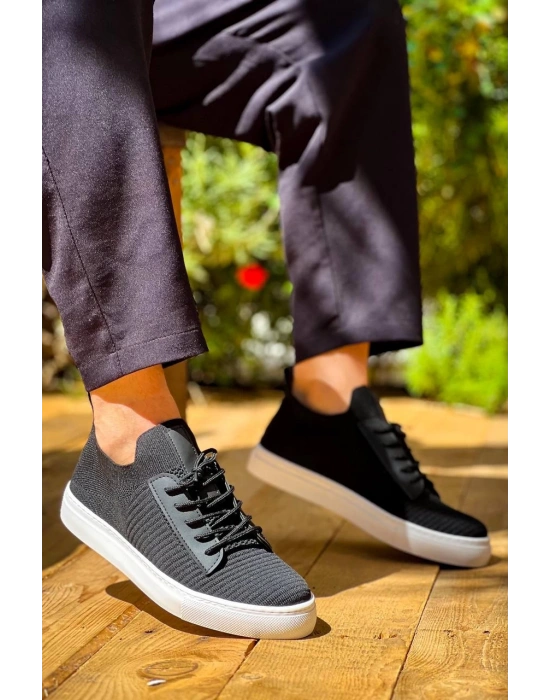 Kb-110 Kuback Back Siyah Triko Yüksek Taban Bağcıklı Günlük Erkek Ayakkabı Erkek Günlük Ayakkabı