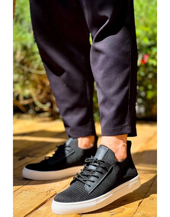 KB-110  Kuback BACK Siyah Triko Yüksek Taban Bağcıklı Günlük Erkek Ayakkabı