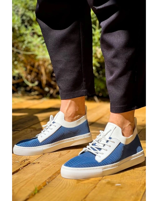 KB-110  Kuback Mavi Triko Yüksek Taban Bağcıklı Günlük Erkek Ayakkabı