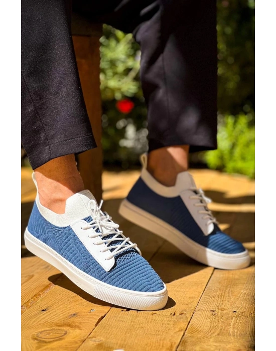 Kb-110 Kuback Mavi Triko Yüksek Taban Bağcıklı Günlük Erkek Ayakkabı Erkek Günlük Ayakkabı