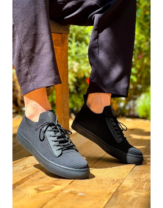 Kb-110 Kuback Siyah Triko Siyah Yüksek Taban Bağcıklı Günlük Erkek Ayakkabı Erkek Günlük Ayakkabı