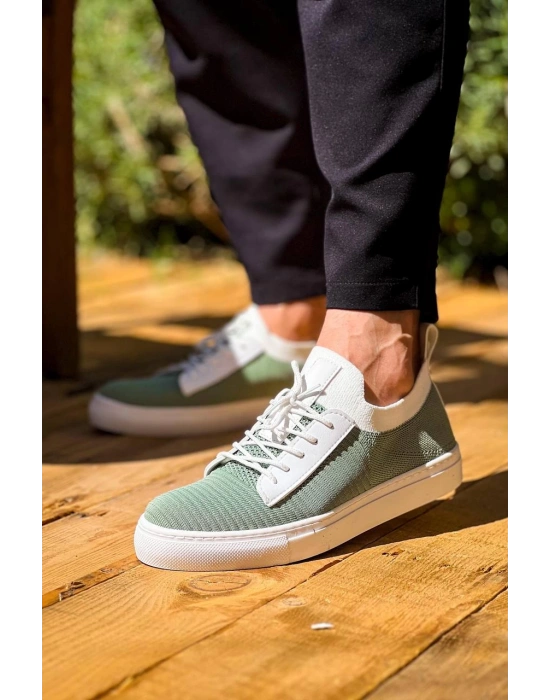 Kb-110 Kuback Yeşil Triko Yüksek Taban Bağcıklı Günlük Erkek Ayakkabı Erkek Günlük Ayakkabı