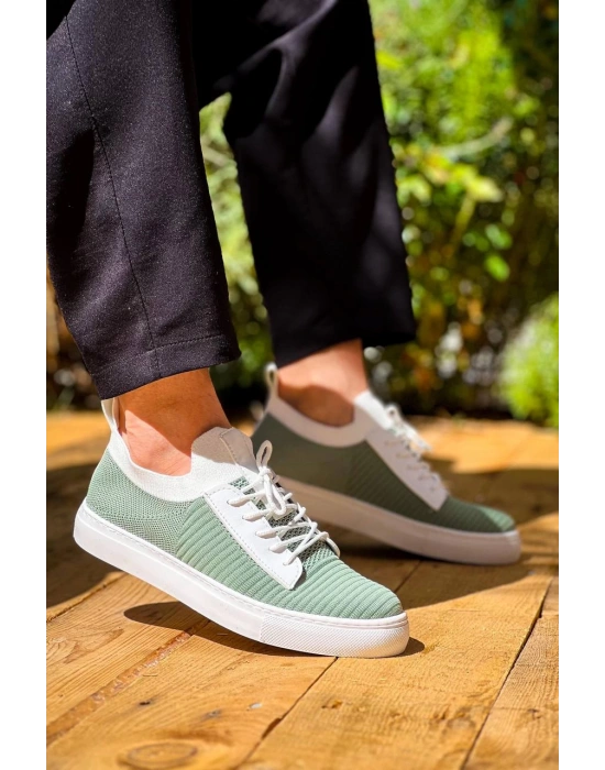 Kb-110 Kuback Yeşil Triko Yüksek Taban Bağcıklı Günlük Erkek Ayakkabı Erkek Günlük Ayakkabı