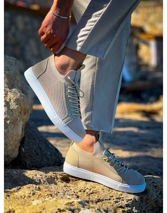 KB-112   Kuback Bej Triko Bağcıklı  Günlük Erkek  Ayakkabı