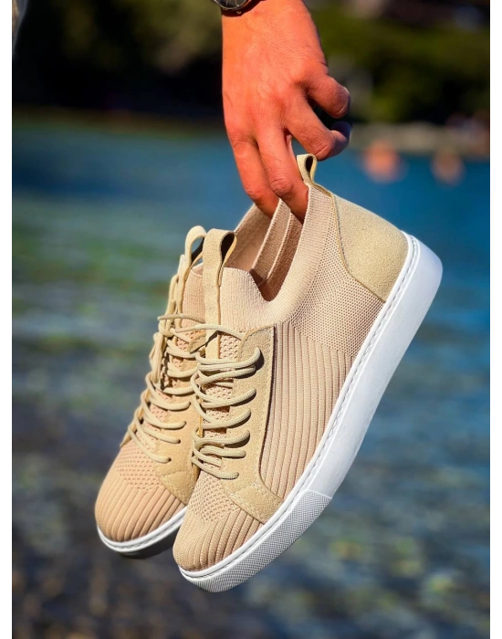 Kb-112 Kuback Bej Triko Bağcıklı Günlük Erkek Ayakkabı Erkek Günlük Ayakkabı