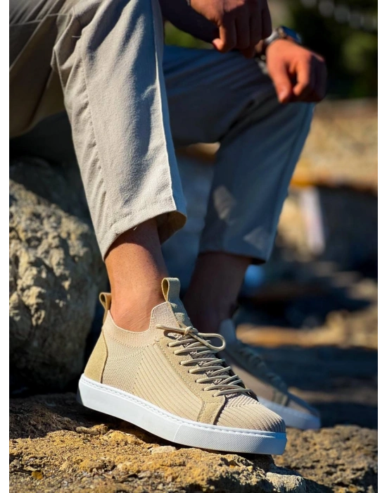 KB-112   Kuback Bej Triko Bağcıklı  Günlük Erkek  Ayakkabı