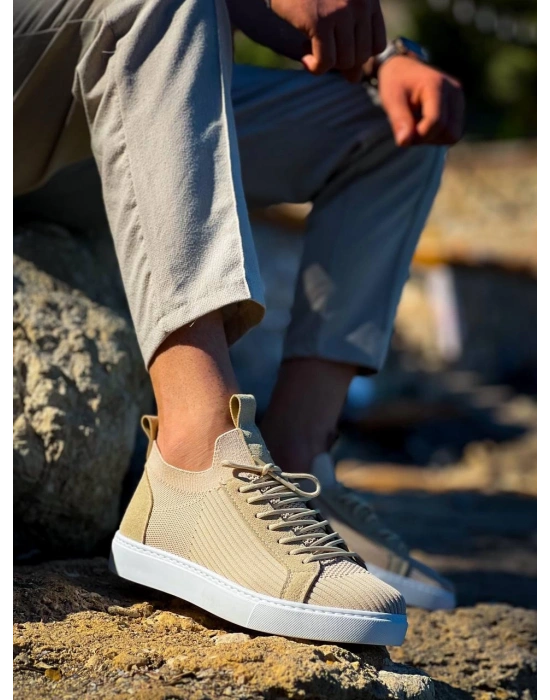 Kb-112 Kuback Bej Triko Bağcıklı Günlük Erkek Ayakkabı Erkek Günlük Ayakkabı