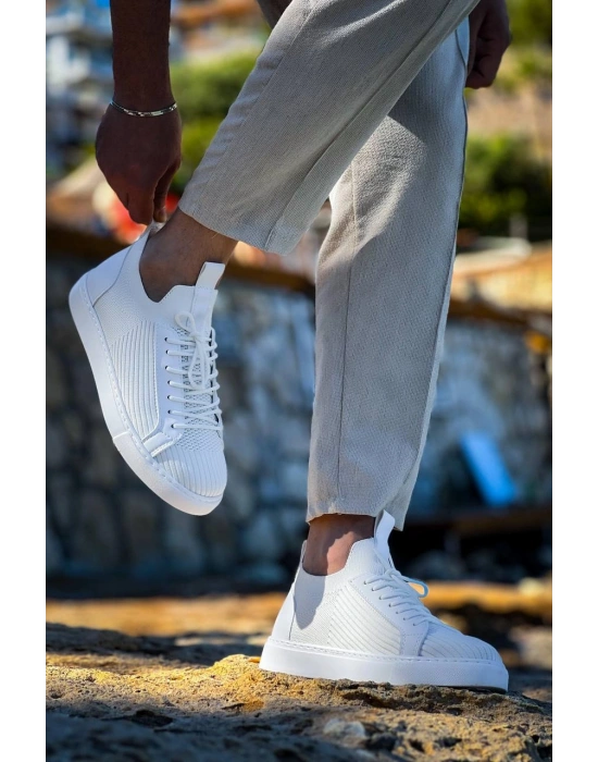 KB-112   Kuback Beyaz Triko Bağcıklı  Günlük Erkek  Ayakkabı